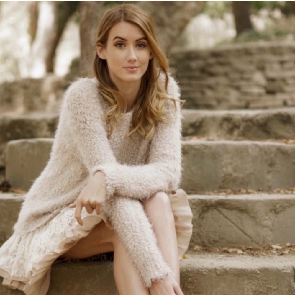 Rye Cream Fuzzy Sweater Dress